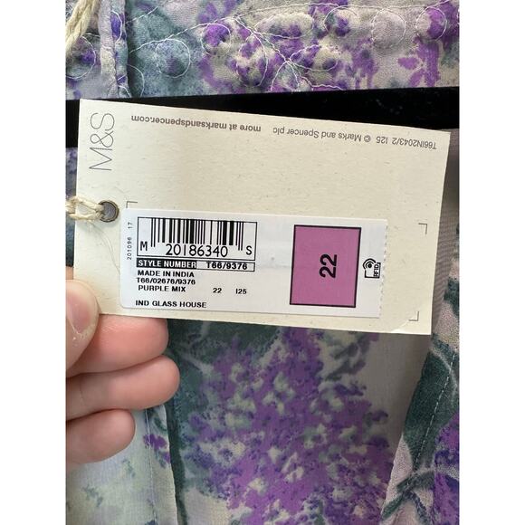 M&S NEW Indigo Collection Sheer Embroidered Purple Floral Kimono size XL - Picture 4 of 7